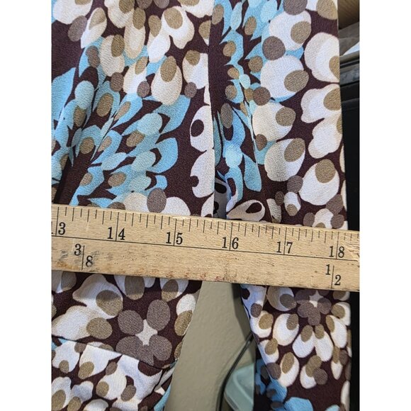 Connected Apparel Blue Brown Floral Knee Length Dress Women's Size 10 - Picture 5 of 5